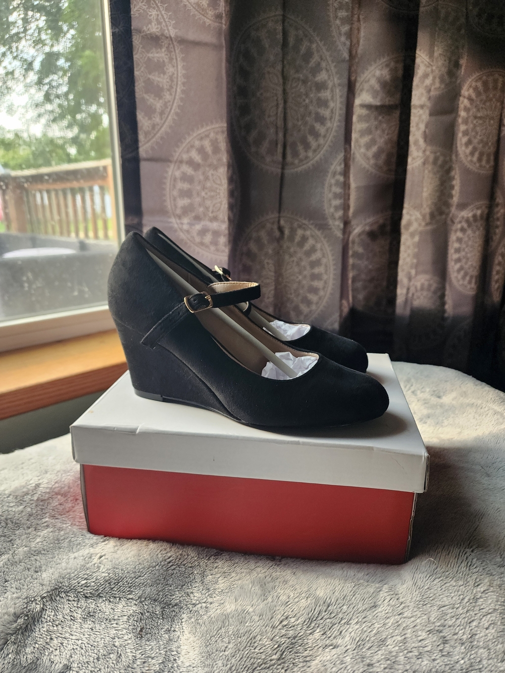 Difema Black Mary Jane Wedge Pumps - Classic Women's Dress Shoes
